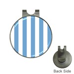 Vertical Stripes - White and Iceberg Blue Golf Ball Marker Hat Clip