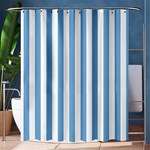 Vertical Stripes - White and Iceberg Blue Shower Curtain 60  x 72  (Medium)
