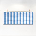 Vertical Stripes - White and Iceberg Blue Hand Towel