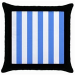 Vertical Stripes - White and Cornflower Blue Throw Pillow Case (Black)