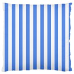 Vertical Stripes - White and Cornflower Blue Large Flano Cushion Case (Two Sides)