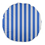 Vertical Stripes - White and Cornflower Blue Large 18  Premium Round Cushion