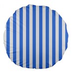 Vertical Stripes - White and Cornflower Blue Large 18  Premium Flano Round Cushion