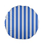 Vertical Stripes - White and Cornflower Blue Standard 15  Premium Round Cushion