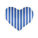 Vertical Stripes - White and Cornflower Blue Standard 16  Premium Flano Heart Shape Cushion