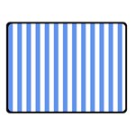 Vertical Stripes - White and Cornflower Blue Fleece Blanket (Small) (One Side)