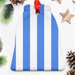 Vertical Stripes - White and Cornflower Blue Bell Ornament (Two Sides)