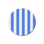 Vertical Stripes - White and Cornflower Blue Rubber Round Coaster (4 pack)