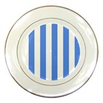 Vertical Stripes - White and Cornflower Blue Porcelain Plate
