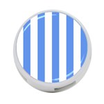 Vertical Stripes - White and Cornflower Blue 4-Port USB Hub (Two Sides)