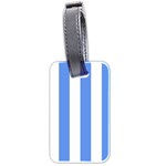 Vertical Stripes - White and Cornflower Blue Luggage Tag (Two Sides)