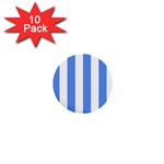 Vertical Stripes - White and Cornflower Blue 1  Mini Button (10 pack)