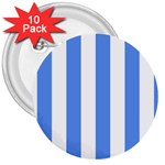 Vertical Stripes - White and Cornflower Blue 3  Button (10 pack)