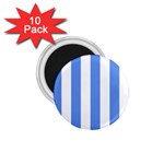 Vertical Stripes - White and Cornflower Blue 1.75  Magnet (10 pack)