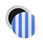 Vertical Stripes - White and Cornflower Blue 2.25  Magnet