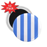 Vertical Stripes - White and Cornflower Blue 2.25  Magnet (10 pack)