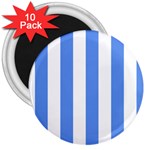 Vertical Stripes - White and Cornflower Blue 3  Magnet (10 pack)