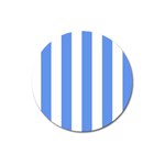 Vertical Stripes - White and Cornflower Blue Magnet 3  (Round)