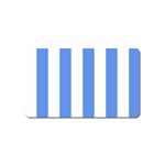 Vertical Stripes - White and Cornflower Blue Magnet (Name Card)