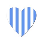 Vertical Stripes - White and Cornflower Blue Magnet (Heart)