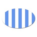 Vertical Stripes - White and Cornflower Blue Magnet (Oval)