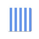 Vertical Stripes - White and Cornflower Blue Magnet (Square)