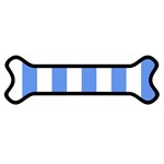 Vertical Stripes - White and Cornflower Blue Magnet (Dog Bone)