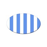 Vertical Stripes - White and Cornflower Blue Sticker Oval (10 pack)