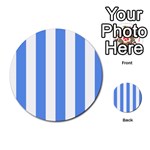 Vertical Stripes - White and Cornflower Blue Multi-purpose Cards (Round)