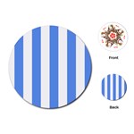 Vertical Stripes - White and Cornflower Blue Playing Cards (Round)