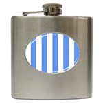 Vertical Stripes - White and Cornflower Blue Hip Flask (6 oz)