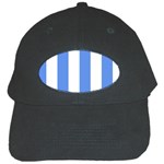 Vertical Stripes - White and Cornflower Blue Black Cap