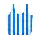 Vertical Stripes - White and Dodger Blue Full Print Recycle Bag (M)