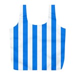 Vertical Stripes - White and Dodger Blue Full Print Recycle Bag (L)