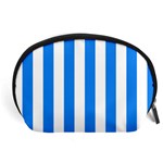 Vertical Stripes - White and Dodger Blue Accessory Pouch (Large)