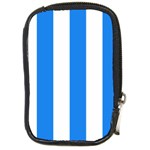 Vertical Stripes - White and Dodger Blue Compact Camera Leather Case
