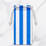 Vertical Stripes - White and Dodger Blue Jewelry Bag