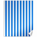 Vertical Stripes - White and Dodger Blue Canvas 11  x 14 