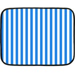 Vertical Stripes - White and Dodger Blue Double Sided Fleece Blanket (Mini)