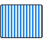 Vertical Stripes - White and Dodger Blue Fleece Blanket (Medium) (One Side)