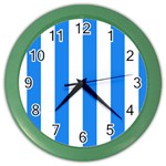 Vertical Stripes - White and Dodger Blue Color Wall Clock