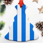 Vertical Stripes - White and Dodger Blue Ornament (Christmas Tree)