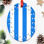 Vertical Stripes - White and Dodger Blue Ornament (Bell) Ornament (Oval Filigree)