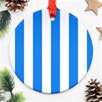 Vertical Stripes - White and Dodger Blue Ornament (Round)