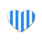 Vertical Stripes - White and Dodger Blue Heart Coaster (4 pack)