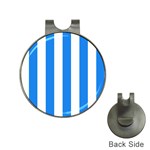 Vertical Stripes - White and Dodger Blue Golf Ball Marker Hat Clip