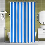Vertical Stripes - White and Dodger Blue Shower Curtain 48  x 72  (Small)