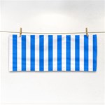 Vertical Stripes - White and Dodger Blue Hand Towel