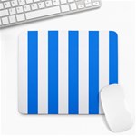 Vertical Stripes - White and Dodger Blue Large Mousepad