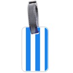 Vertical Stripes - White and Dodger Blue Luggage Tag (Two Sides)